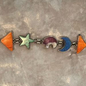 Native American Multi Stone Silver Bracelet